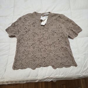 Donating By Sunday: NWT Abercrombie & Fitch Taupe Crochet Blouse